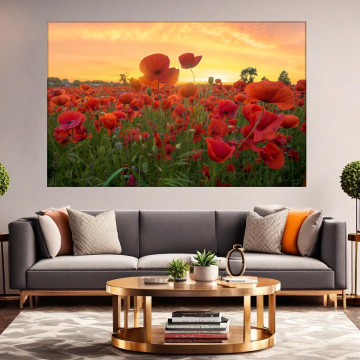 Tablou Canvas Camp cu Maci la Apus RM35 - Img 3