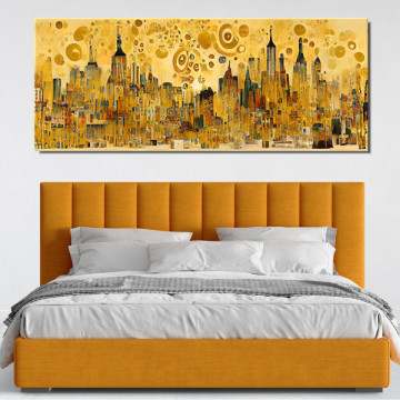 Tablou Canvas Cladiri Colorate in Stilul lui Gustav Klimt GKS35 - Img 4