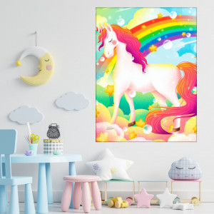 Tablou Canvas Curcubeu cu Unicorn de Basm CG17 - Img 3
