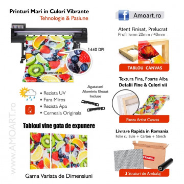 Tablou Canvas Flori Crem-Portocalii Aspect Pictura TPF47 - Img 2