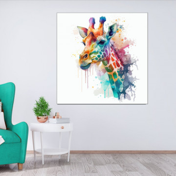 Tablou Canvas Girafa Multicolora ASJ28 - Img 3