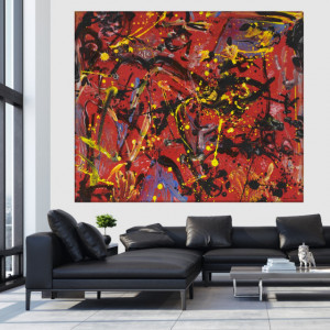 Tablou Canvas Jackson Pollock Red Composition ARJP4