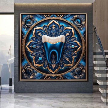Tablou Canvas Mandala 3D Albastră cu Dinte Artistic ATCH25