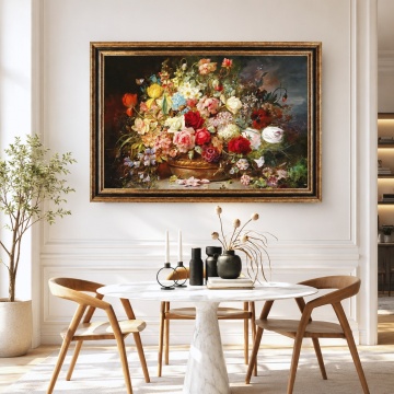 Tablou Vaza cu Trandafiri, Canvas + Rama FAS141 Dining cu rama maro