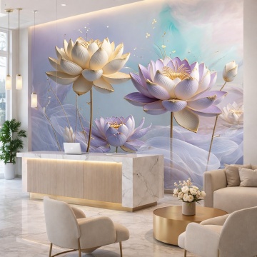 Fototapet Premium Flori Lotus Pastel pentru Recepție Hotel