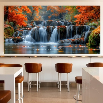 Tablou Canvas 3D Cascada Mirifică în Toamna Colorată PIN34