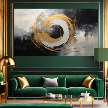 Tablou Canvas Abstract Cerc Auriu ATF76 - Img 3