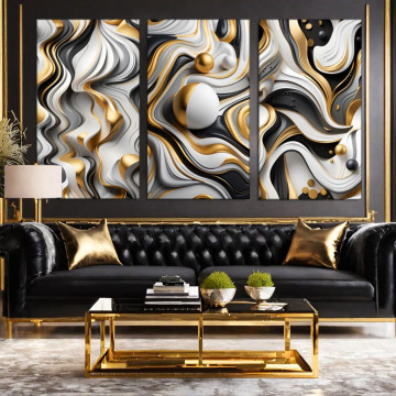 Tablou Canvas Abstract Gold Wave ADF35 - Img 3