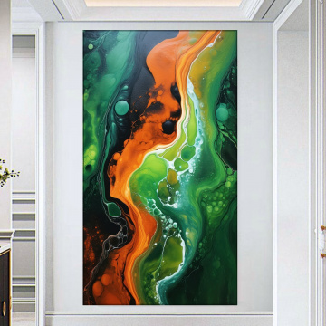 Tablou Canvas Abstract Verde Portocaliu ADF47