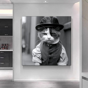 Tablou Canvas, Alb Negru, Motanul Charlie CAT76 - Img 4