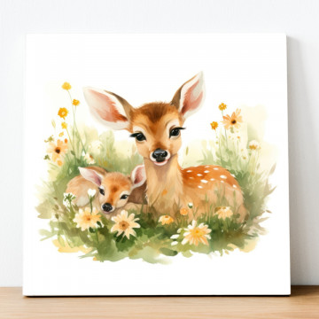 Tablou Canvas Caprioare printre Flori DGP49