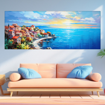Tablou Canvas Căsuțe Colorate în Sat Mediteranean TPP48