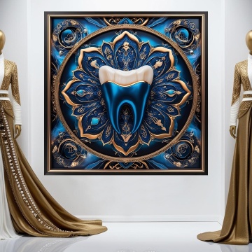 Tablou Canvas Mandala 3D Albastră cu Dinte Artistic ATCH25