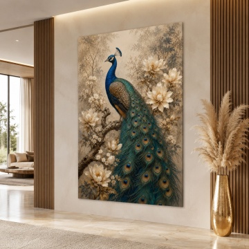 Tablou Canvas Păun Regal în Grădina cu Magnolii ANLS61