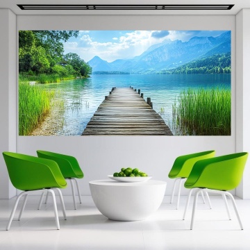 Tablou Canvas Ponton pe Lac cu Munți PIN52