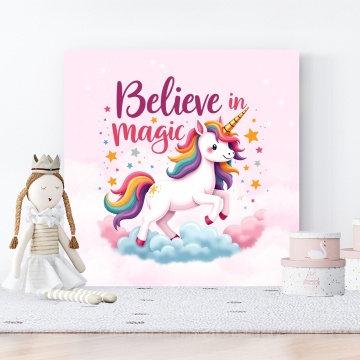 Tablou Canvas Unicorn cu Păr în Culorile Curcubeului CGN37 - Img 3