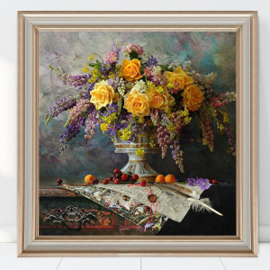 Tablou Vaza Cu Trandafiri Galbeni, Canvas + Rama TPF30 - Img 3