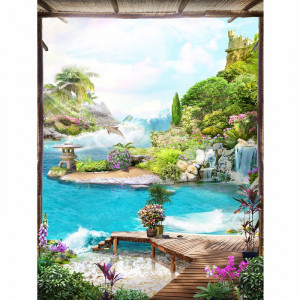 Fototapet 3D Peisaj De Vis Cu Delfini DIF15 - Img 2