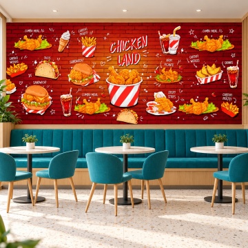 Fototapet Fast Food Meniu Pui FTS17