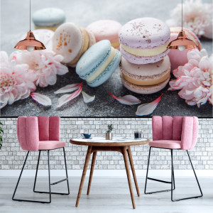 Fototapet Macaroons Frumos Colorate in Fundal Ciment DSS78 - Img 2