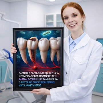 Poster cu Ramă Neagră – Infecție dentară netratată DNT40