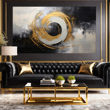 Tablou Canvas Abstract Cerc Auriu ATF76