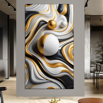 Tablou Canvas Abstract Gold Wave ADF35