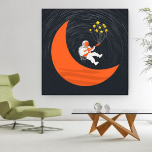 Tablou Canvas Astronaut pe Luna OUSA1
