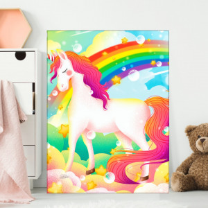 Tablou Canvas Curcubeu cu Unicorn de Basm CG17