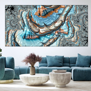 Tablou Canvas Fractal Abstract Blue Bubbles ADF24 - Img 4