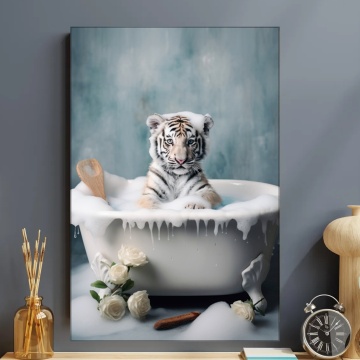 Tablou Canvas Pui de Tigru in Cada cu Bule CGA33 - Img 3
