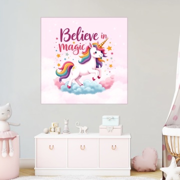 Tablou Canvas Unicorn cu Păr în Culorile Curcubeului CGN37