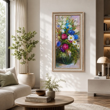 Tablou Flori De Camp in Vaza, Canvas+Rama FAS123 Rama Aurie in living elegant