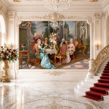 Fototapet Pictură Barocă – Toast Aristocratic în Stil Rococo PCR20