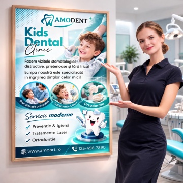 Poster Personalizat + Ramă Aspect Lemn – Tematică Stomatologie