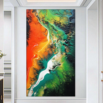 Tablou Canvas Abstract Verde Portocaliu ADF46