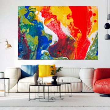 Tablou Canvas Arta Abstracta Bule cu Flux Multicolor ATF69 - Img 3