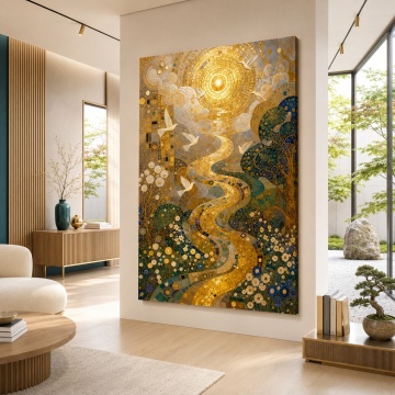 Tablou Canvas Inspirat de Gustav Klimt – Drumul spre Soarele Auriu PCR17