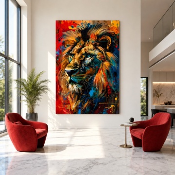 Tablou Canvas Leul în Culori Vibrante ANLS67
