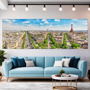 Tablou Canvas Panoramic cu Vedere Aeriană și Turnul Eiffel UTW1 - Img 3