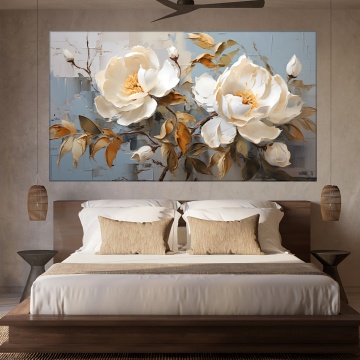 Tablou Canvas Trandafiri Albi cu Textura TPF66 - Img 3