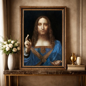 Tablou Salvator Mundi – Leonardo da Vinci PCR4 cu Rama in Living