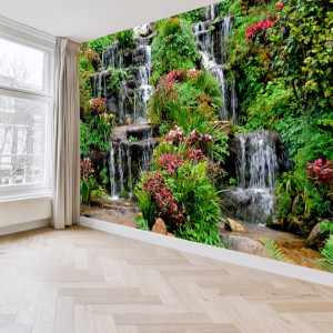 Fototapet 3D Cascade Artizanale Printre Flori Si Plante Verzi WTF76 - Img 3