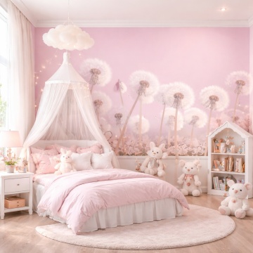 Fototapet cu păpădii pe fundal roz pastel SRN21 - Img 6