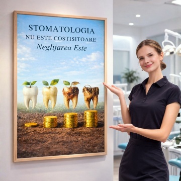 Poster Personalizat + Ramă Aspect Lemn – Stomatologia nu este costisitoare. Neglijarea este