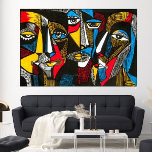 Tablou Canvas Abstract Design Fețe Colorate CTB79 - Img 3