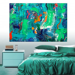 Tablou Canvas Arta Abstracta in Nuante Verzi-Albastre ATF56 - Img 3