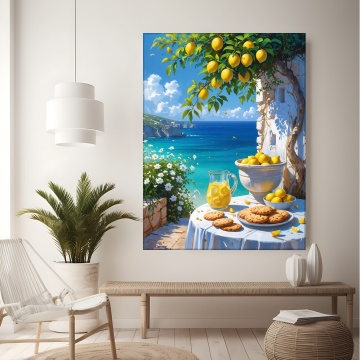Tablou Canvas Mic Dejun sub Lămâi în Grecia GRP37