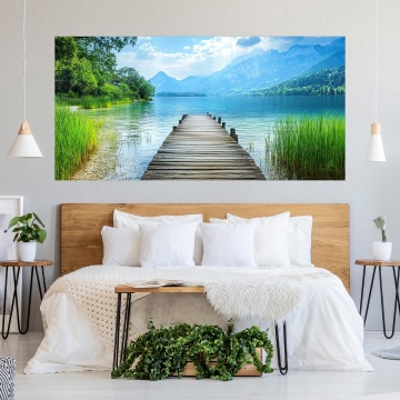 Tablou Canvas Ponton pe Lac cu Munți PIN52 - Img 3