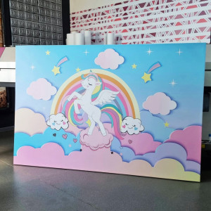 Tablou Canvas Unicorn Printre Norisori cu Curcubeu DGP23T - Img 3